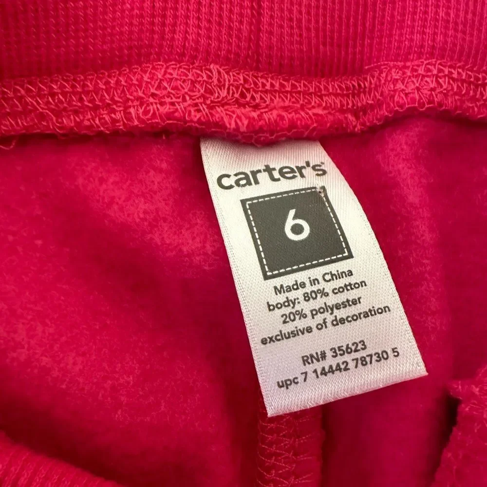 Carters  play wear fleece sweatpants for girls size 6 in pink